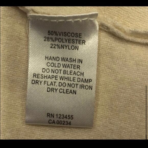 CREW NECK SOFT OPEN TIE SLEEVE CREAM SWEATER L - Picture 4 of 6